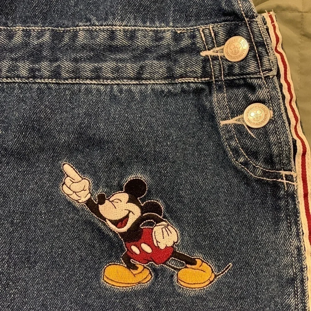 Disney&Co. Girls Mickey Mouse Jean Jumper. Size M 10-12. Side button-Super Cute!